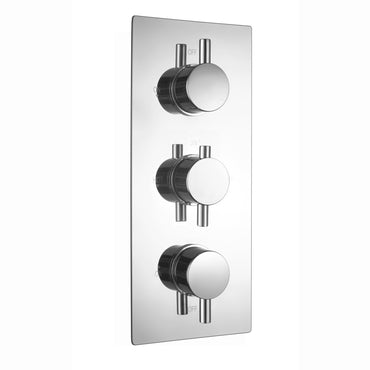 Naples contemporary round concealed thermostatic triple shower valve with 2 outlets - chrome