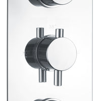 Naples contemporary round concealed thermostatic triple shower valve with 2 outlets - chrome