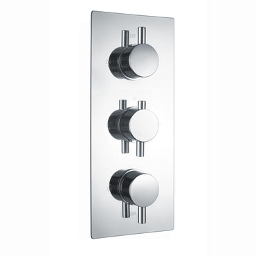Naples contemporary round concealed thermostatic triple shower valve with 3 outlets - chrome