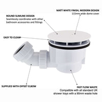 Buy Shower tray high flow waste 90mm - matt white Online UK | HOUSE OF ENKI