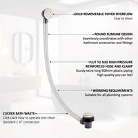Buy Easy clean cut to size pipe bath sprung waste & overflow (bath thickness 5-15mm) - gold Online UK | HOUSE OF ENKI