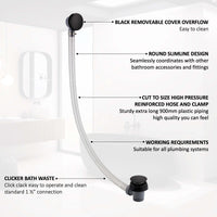 Buy Easy clean cut to size pipe bath sprung waste & overflow (bath thickness 5-15mm) - matt black Online UK | HOUSE OF ENKI