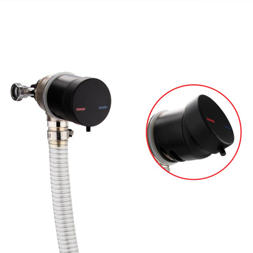 Round temperature control bath mixer filler with overflow and clicker waste - matt black