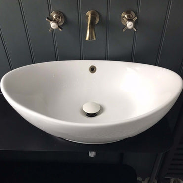 Buy Pop up basin waste with ceramic cap round slotted - white Online UK | HOUSE OF ENKI