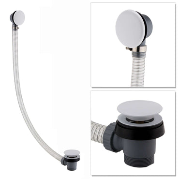 Buy Easy clean cut to size pipe bath sprung waste & overflow (bath thickness 5-15mm) - matt white Online UK | HOUSE OF ENKI