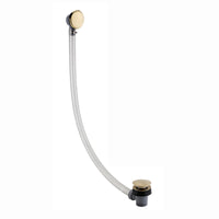 Easy clean cut to size pipe bath sprung waste & overflow (bath thickness 5-15mm) - brushed brass