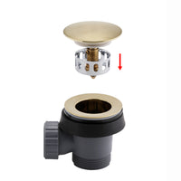 Easy clean cut to size pipe bath sprung waste & overflow (bath thickness 5-15mm) - brushed brass