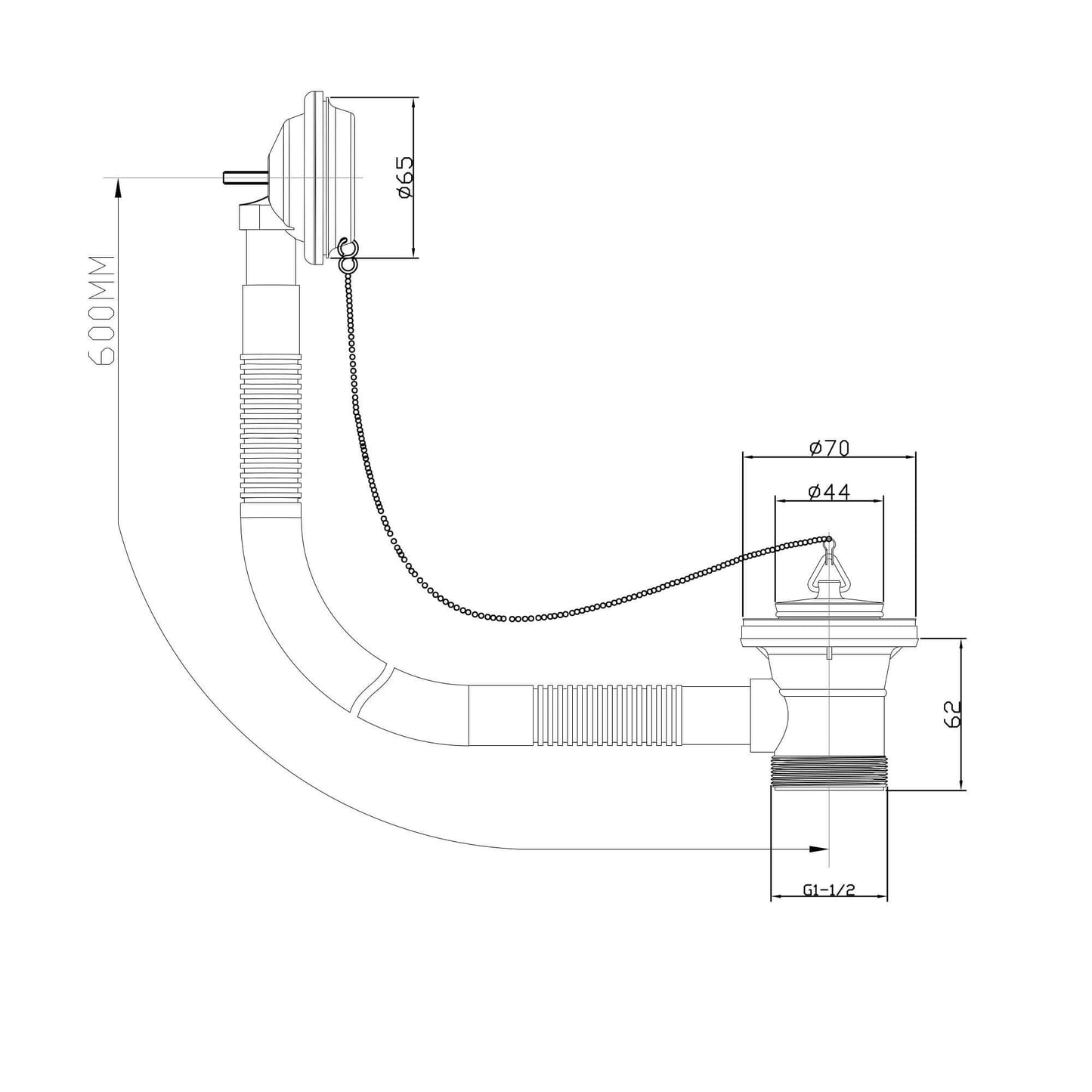 Buy Traditional bath retainer waste & ball chain plug with overflow - gold Online UK | HOUSE OF ENKI