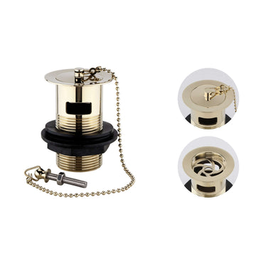 Buy Traditional slotted basin waste with plug and ball chain - gold Online UK | HOUSE OF ENKI