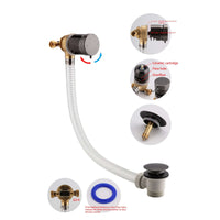 Buy Round temperature control bath mixer filler with overflow and clicker waste - gunmetal grey Online UK | HOUSE OF ENKI