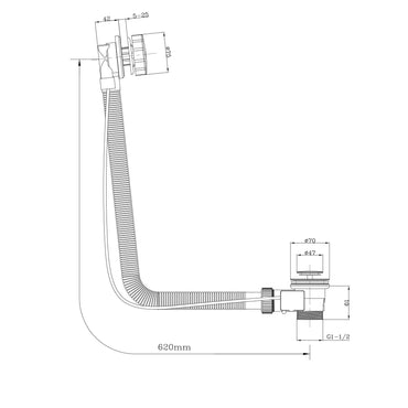 Buy Bath pop up waste with overflow suitable for 5-25mm bath thickness - brushed brass Online UK | HOUSE OF ENKI