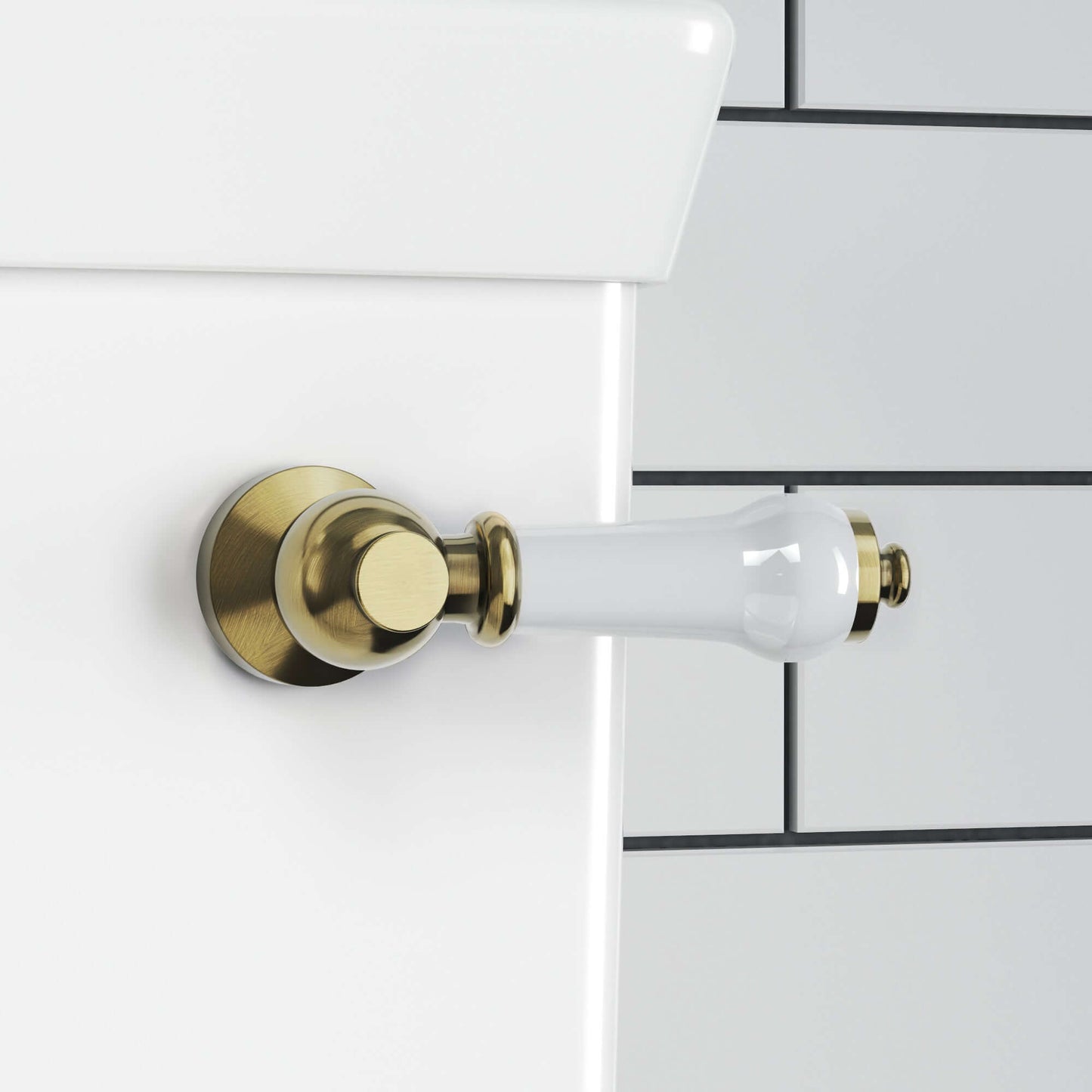 Buy Toilet lever traditional ceramic - antique brass Online UK | HOUSE OF ENKI