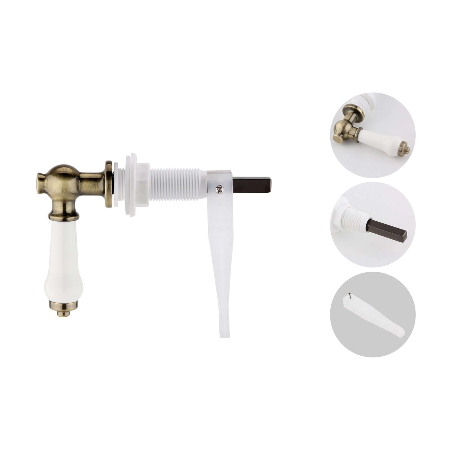Buy Toilet lever traditional ceramic - antique brass Online UK | HOUSE OF ENKI