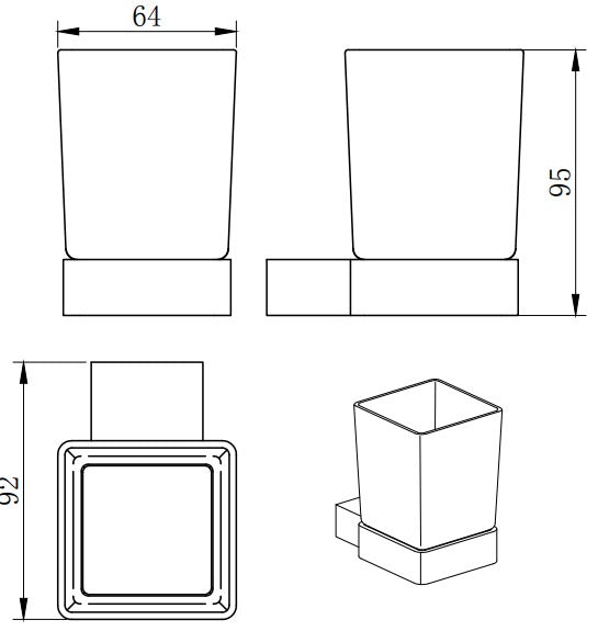 Denby Soap dish & holder - Matt Black dimensions diagram