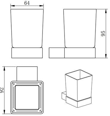 Denby Soap dish & holder - Matt Black dimensions diagram
