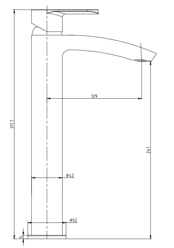 Milbourne Mono Basin Mixer - Chrome dimensions diagram