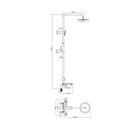 Buy Cali thermostatic bar bath shower mixer valve with dual rigid riser kit, 200mm round overhead rain shower and handheld - chrome Online UK | HOUSE OF ENKI