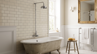 Windsor traditional thermostatic shower set single outlet incl. angled riser rail, rain shower head 200mm - chrome