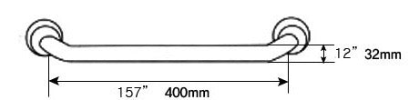 400mm grab rail - chrome dimensions diagram