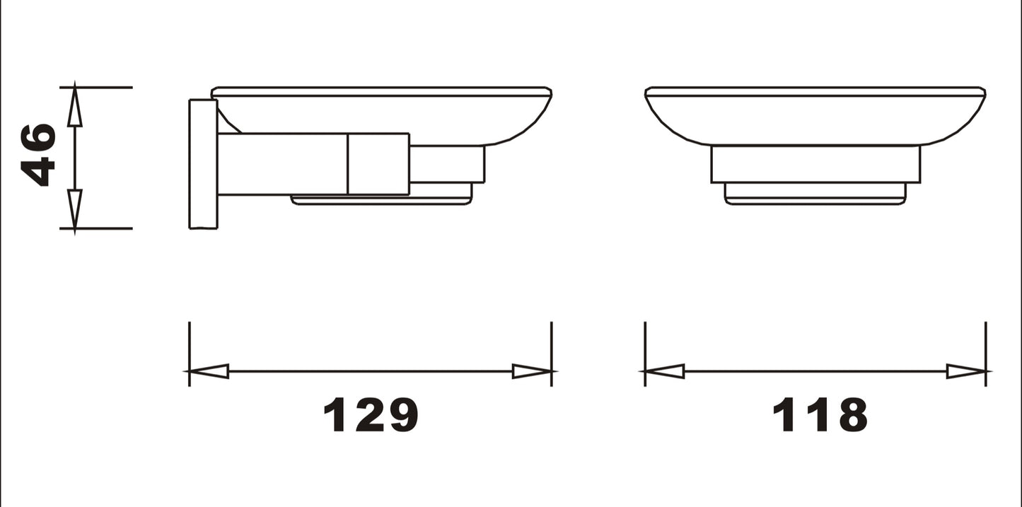 Aldbourne Soap dish & holder - Chrome dimensions diagram