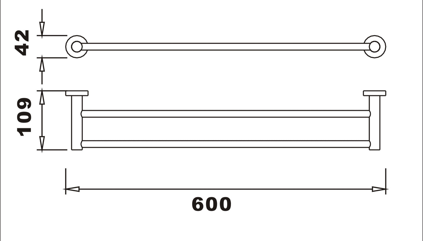 Aldbourne Double towel bar - Chrome dimensions diagram