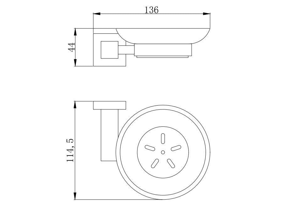 Axbridge Soap dish & holder - Matt Black dimensions diagram