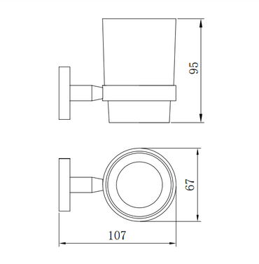 Galby Tumbler holder & cup - Brushed Gold dimensions diagram