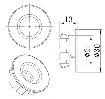 Brushed Gold Overflow Stopper - Brushed Gold dimensions diagram