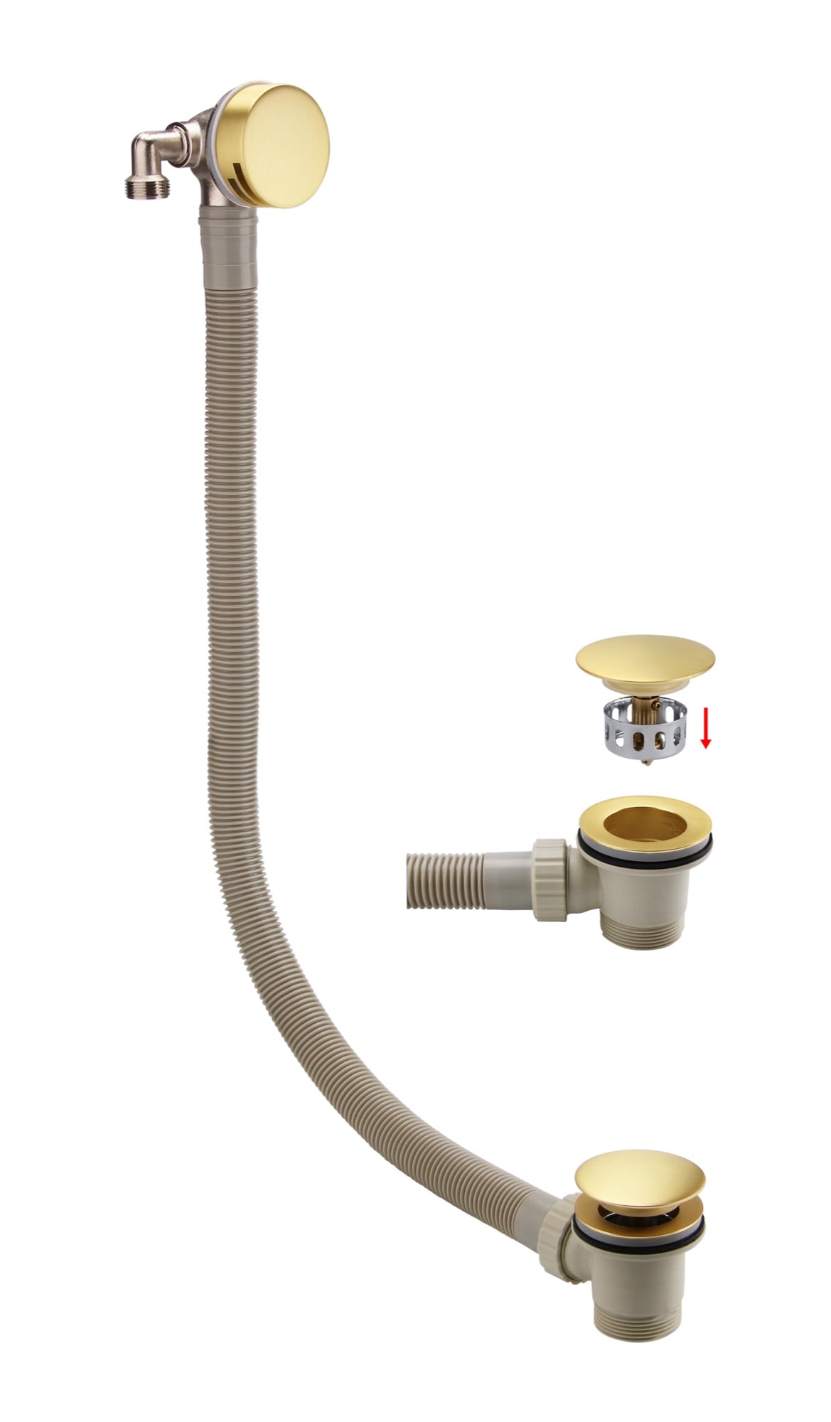 Brushed Brass Bath Filler with Easy Clean Sprung Waste & Overflow - Brushed Brass (RA8247)