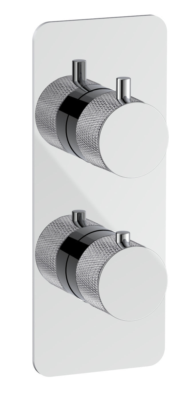 Garrick diamond knurled two outlet concealed thermostatic mixer valve - chrome (SH7031)