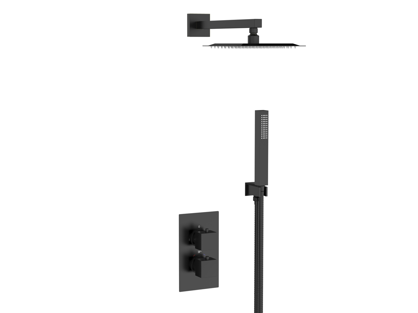 Square 2ways conceal shower - Matt Black (SH8010)