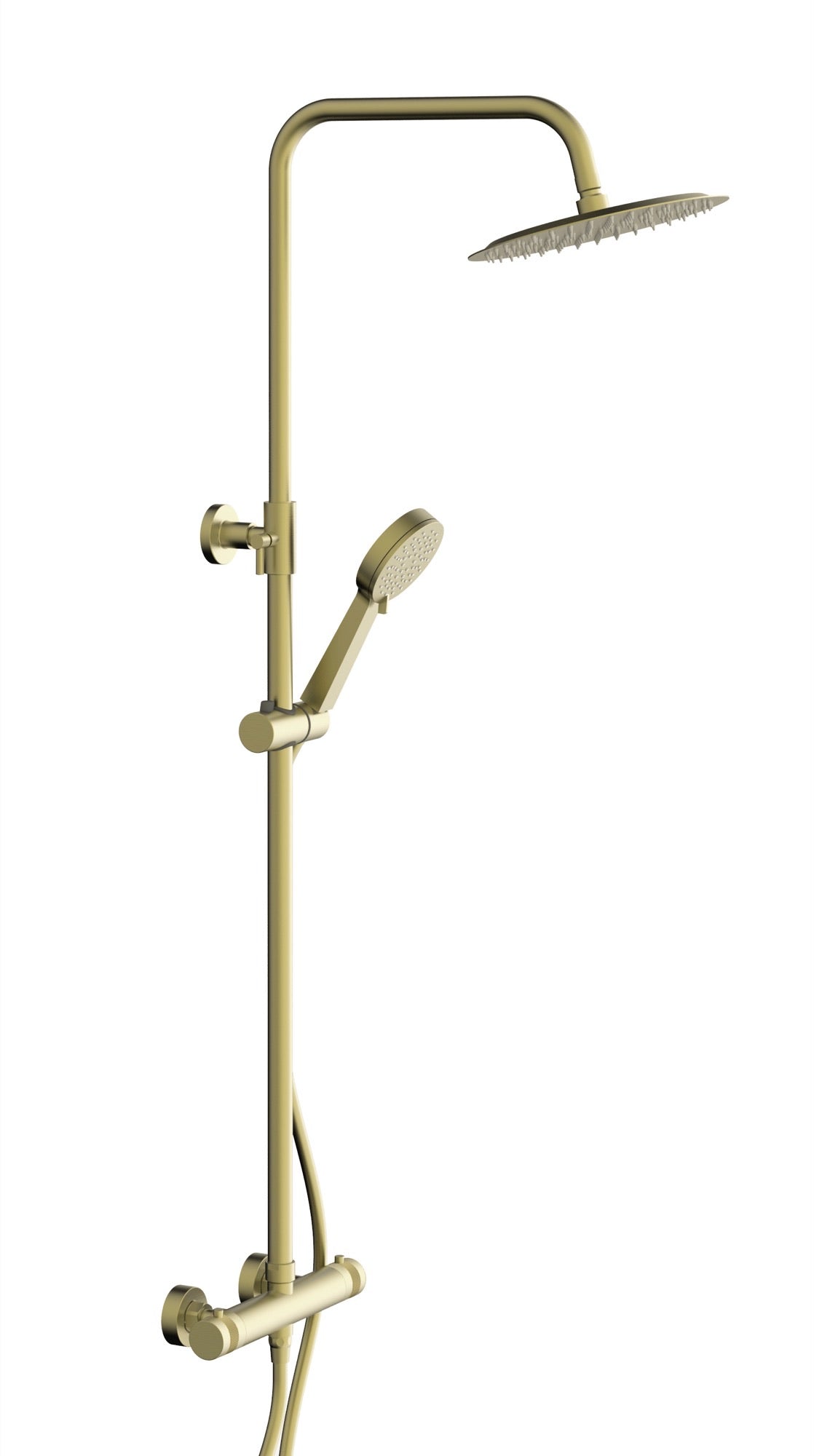 Kelso Thermostatic Shower Mixer With Riser Rail Kit - Brushed Brass (SH8028)