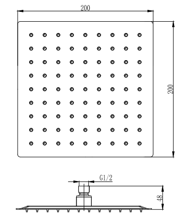Sherfield Ultra slim shower head - Chrome dimensions diagram