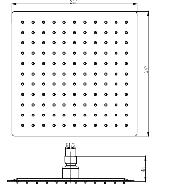 Sherfield Ultra slim shower head - Chrome dimensions diagram