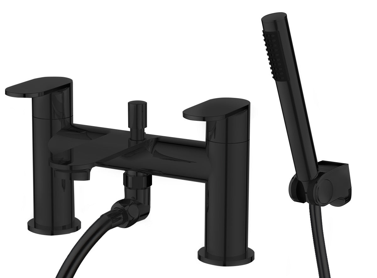 Purbeck Deck Mounted Bath Shower Mixer - Matt Black (SH8157)