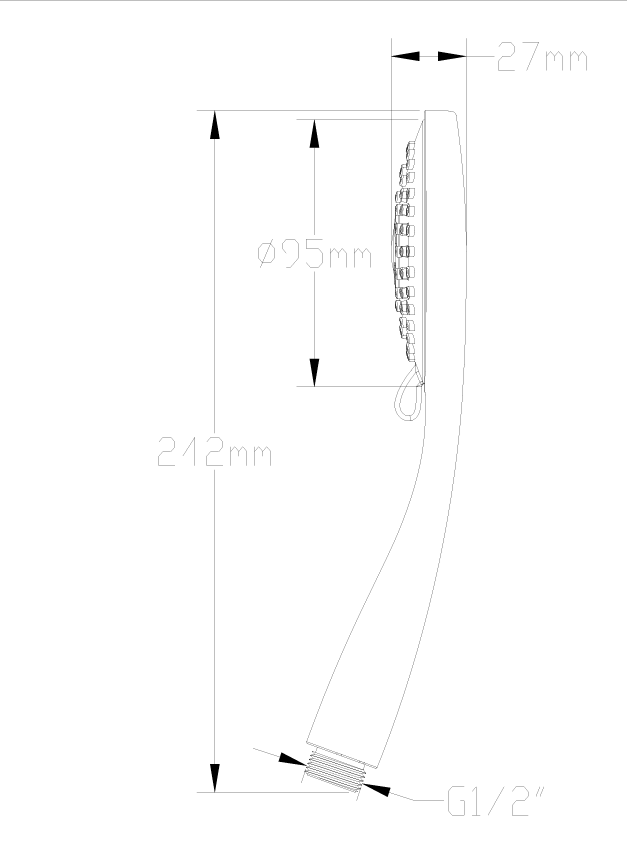ABS Hand Shower - Chrome dimensions diagram