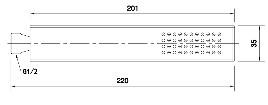 Brass Hand Shower - Chrome dimensions diagram