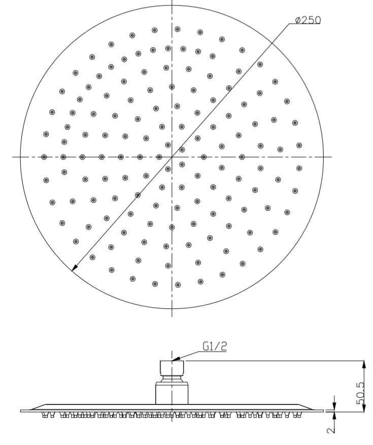 Ultra slim shower head - Chrome dimensions diagram