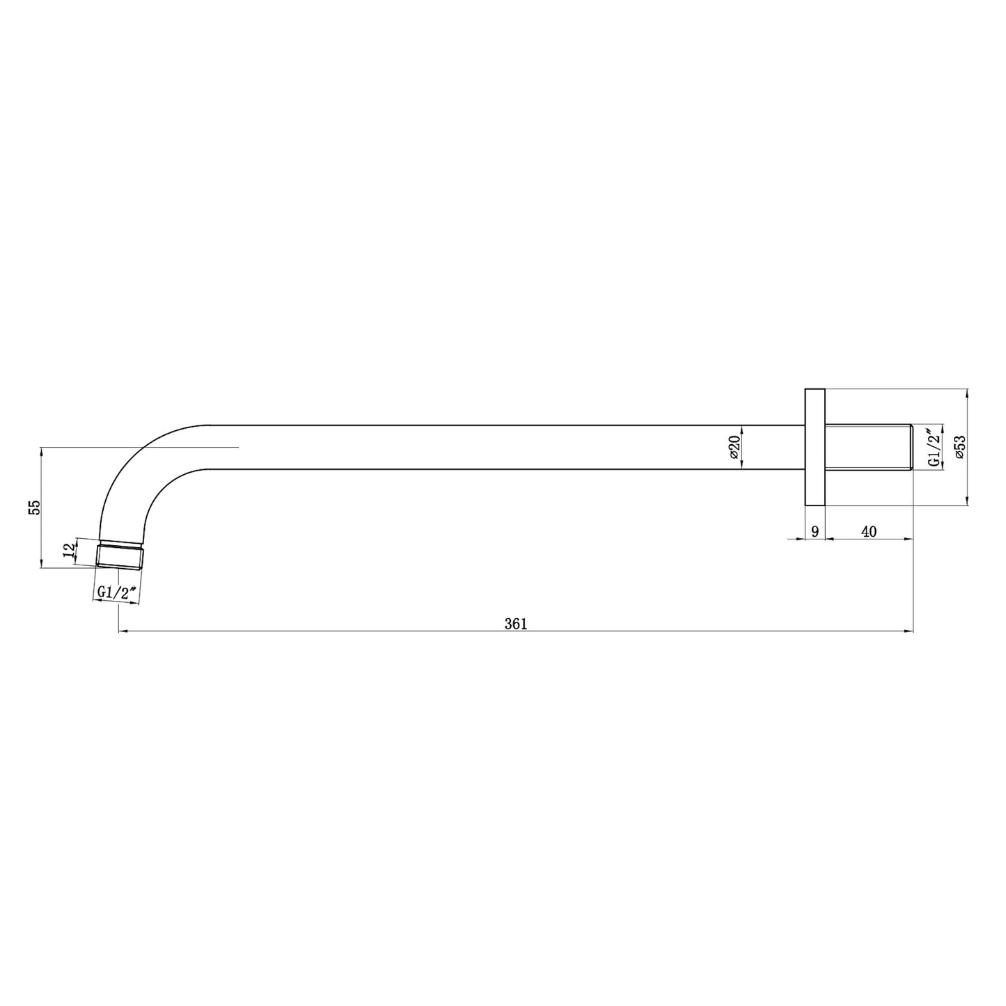 Buy Round wall mounted shower arm 320mm - antique brass Online UK | HOUSE OF ENKI
