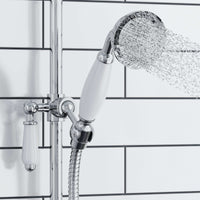 Traditional lever shower head bracket for 18mm diameter rigid riser or slider rail solid brass - chrome & white - Showers