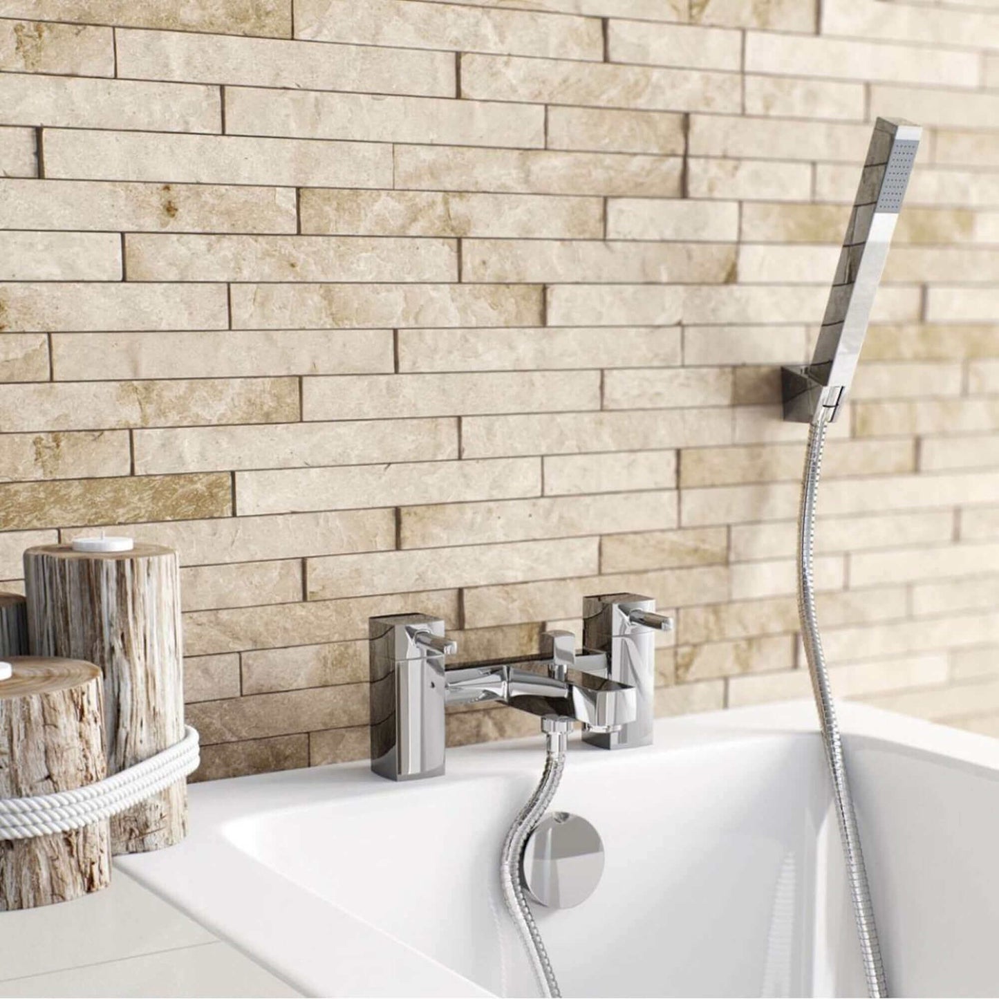 Buy Stella bath shower mixer tap + basin mixer tap pack - chrome Online UK | HOUSE OF ENKI
