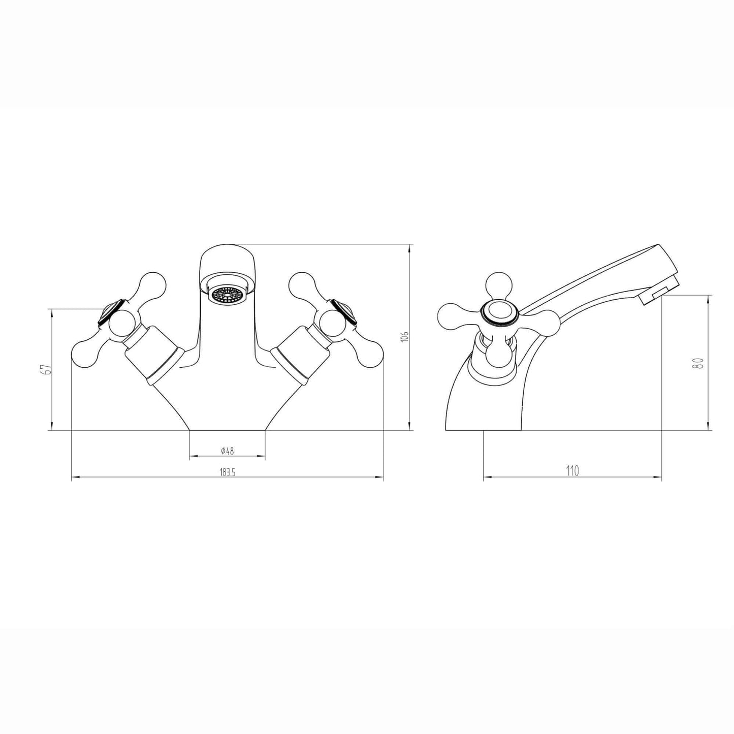 Buy Beaumont traditional cross basin mixer tap with slotted waste - chrome Online UK | HOUSE OF ENKI