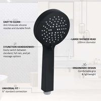 Dune modern thermostatic bath shower mixer tap deck mount with handset - matte black - Showers