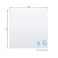 Kendall Self-Adhesive Silver Glass Mirror Tiles, Use as Full length Mirror or Create your own Shape, Set of 6 Square Silver Mirrored Tiles, 260 x 260mm per tile - Accessories