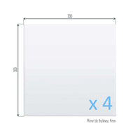 Kendall Self-Adhesive Silver Glass Mirror Tiles, Use as Full length Mirror or Create your own Shape, Set of 4 Square Silver Mirrored Tiles, 300 x 300mm per tile - Accessories