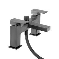 Athena contemporary square bath shower mixer tap filler - gunmetal grey