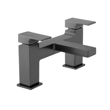 Athena contemporary square bath mixer tap filler - gunmetal grey black