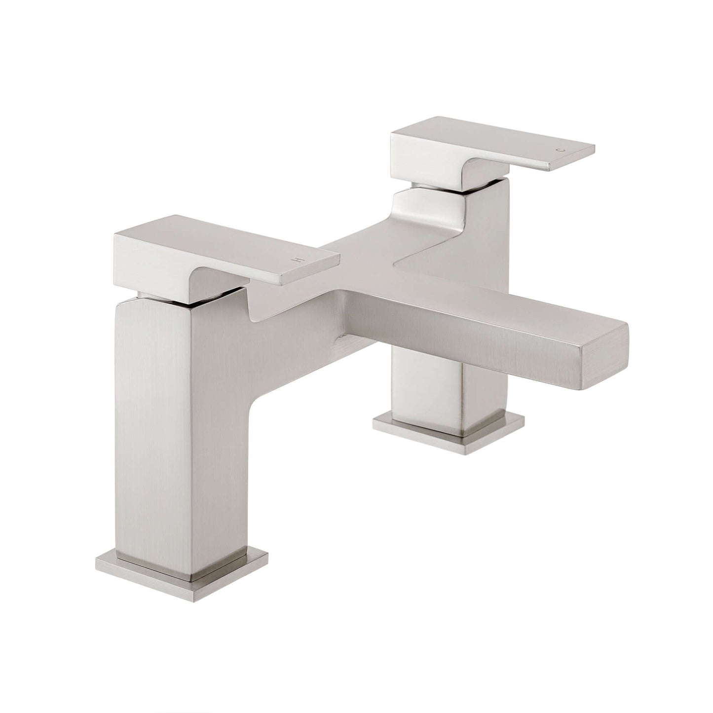 Athena contemporary square bath mixer tap filler - brushed nickel