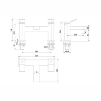Athena contemporary square bath mixer tap filler - brushed nickel