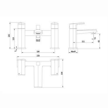 Buy Milly geo inspired hexagonal bath shower mixer tap filler - matt black Online UK | HOUSE OF ENKI